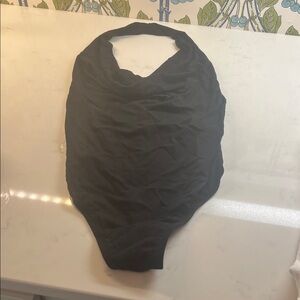 Cowl neck Black Halter Bodysuit by Nuna Le